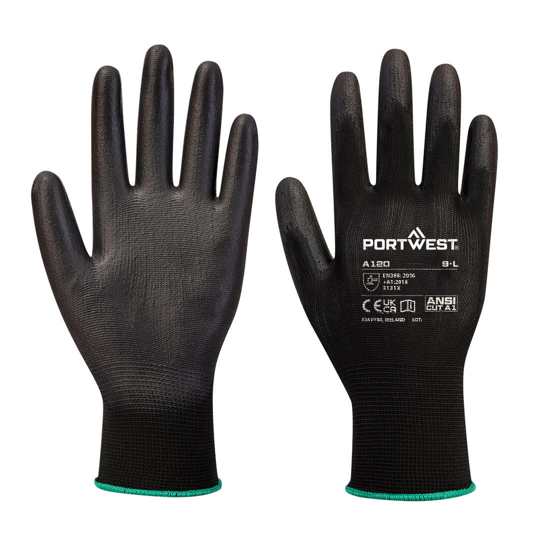 Pack of 12 - PU Palm Glove (Black) - Size 12 - XXXL
